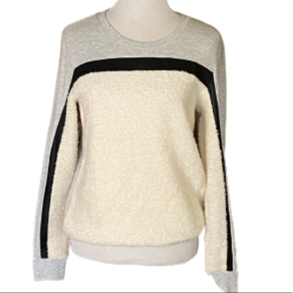 Townsen Mohair Wool Gray Ivory Color Block Sweatshirt Sweater size small - Picture 2 of 8